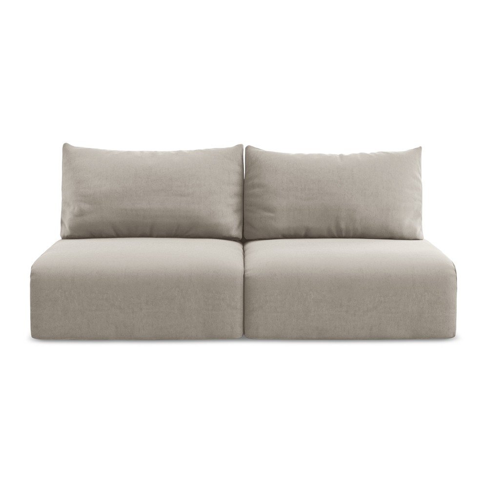 Szarobrązowa aksamitna rozkładana sofa ze schowkiem 216 cm Kalena – Makamii