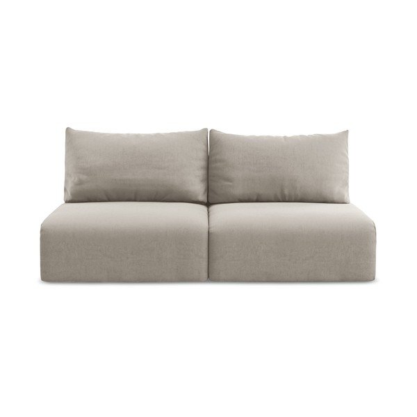 Szarobrązowa aksamitna rozkładana/ze schowkiem sofa 216 cm Kalena – Makamii