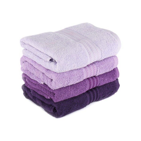 Zestaw 4 fioletowych bawełnianych ręczników Foutastic, 50x90 cm-image-1
