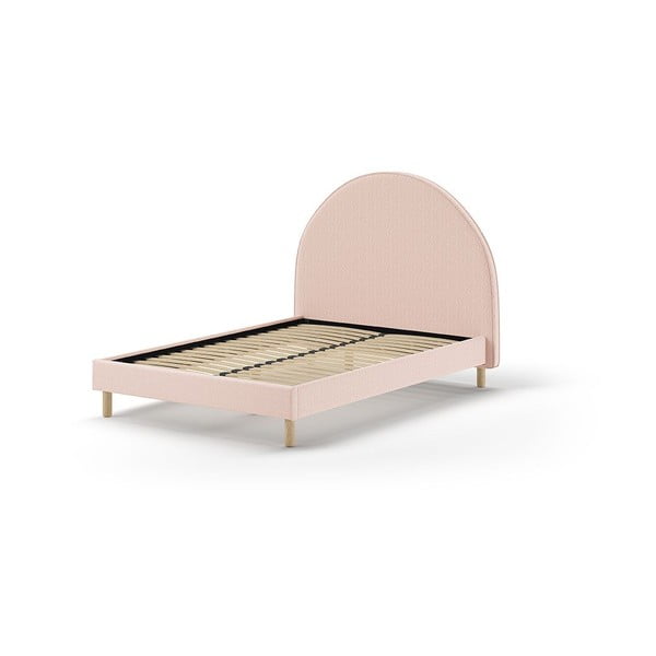 Różowe tapicerowane łóżko ze stelażem 140x200 cm MOON – Vipack-image-2