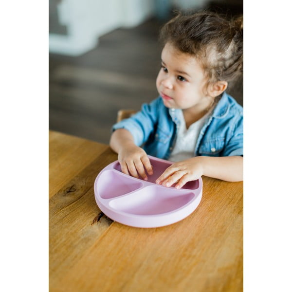 Jasnoróżowy silikonowy talerz dla dzieci 19x20,5 cm – Kindsgut-image-1