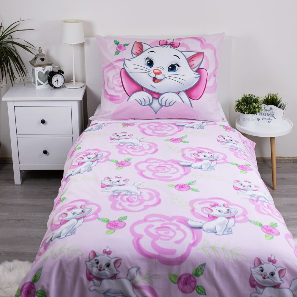 Różowa bawełniana pościel dziecięca jednoosobowa 140x200 cm Marie Cat "Pink" – Jerry Fabrics (zdjęcie 3)