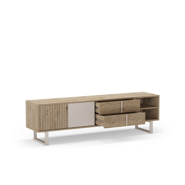 Szara szafka pod TV w dekorze dębu 180x51,5 cm Millay – Marckeric-image-4