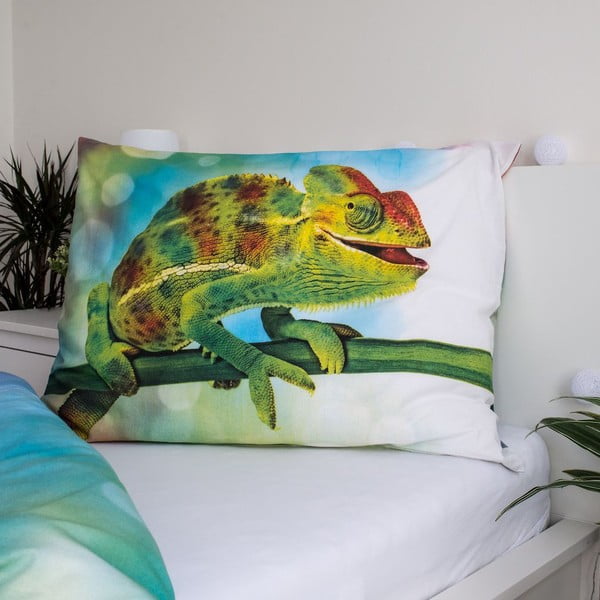 Zielona bawełniana fluorescencyjna pościel dziecięca jednoosobowa 140x200 cm Chameleon – Jerry Fabrics-image-3
