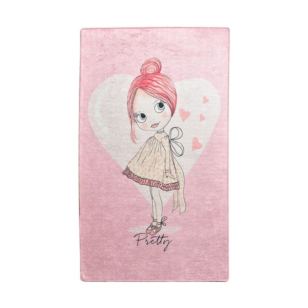 Różowy antypoślizgowy dywan dziecięcy Conceptum Hypnose Pretty, 140x190 cm