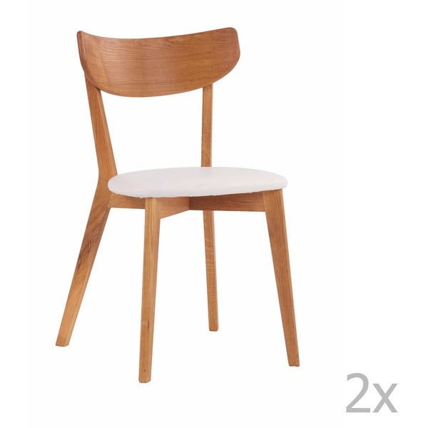 Zestaw 2 krzeseł w kolorze dębu z białym siedziskiem Folke Ami