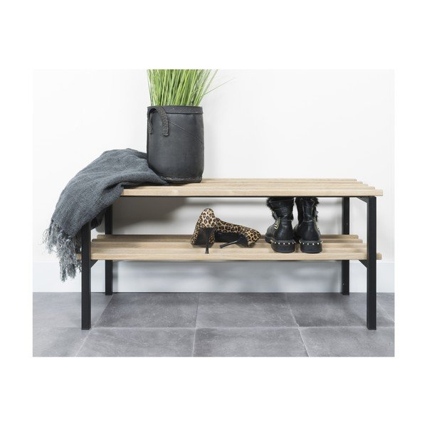 Czarna/w naturalnym kolorze metalowa szafka na buty 100x45x34 cm Rizzoli – Spinder Design-image-3