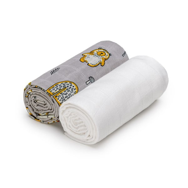 Biało-szare bawełniane ręczniki dziecięce zestaw 2 szt. 90x100 cm Forest – T-TOMI