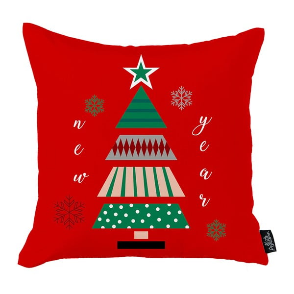 Czerwona poszewka na poduszkę ze świątecznym motywem Mike & Co. NEW YORK Honey Christmas New Year Tree, 45x45 cm