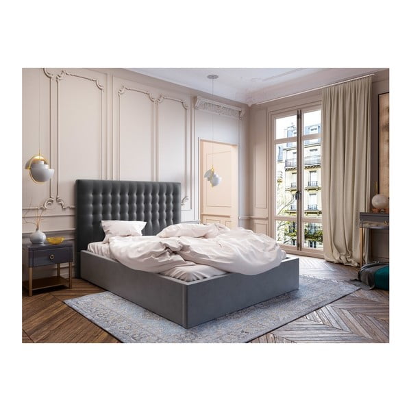 Ciemnoszary zagłówek z aksamitnym obiciem Windsor & Co Sofas Apollo, 160x120 cm-image-3