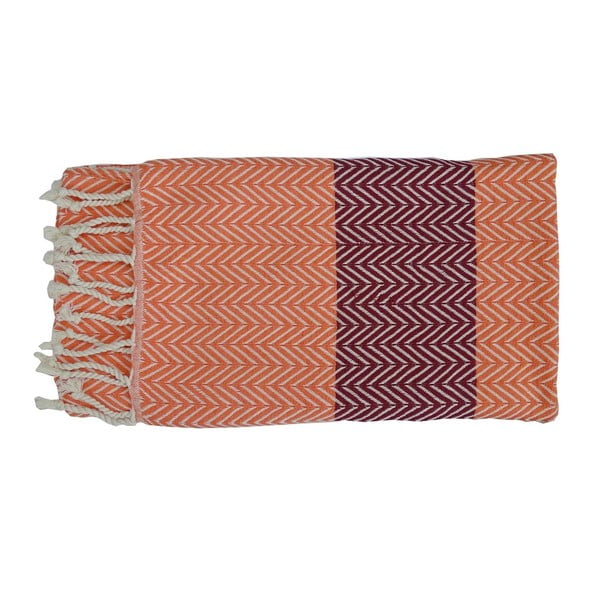 Pomarańczowy ręcznik kąpielowy tkany ręcznie z wysokiej jakości bawełny Homemania Damla Hammam, 100 x 180 cm