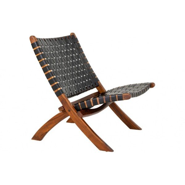 Czarny fotel skórzany z plecionką Perugia – House Nordic-image-3