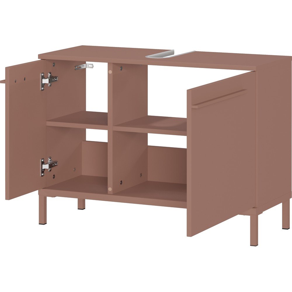 Brązowa szafka pod umywalkę z matowym wykończeniem 80x59 cm Laurino – Germania (zdjęcie 3)