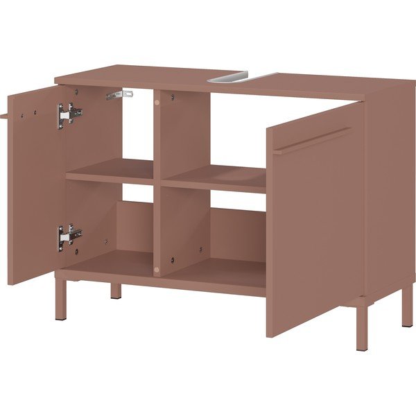 Brązowa szafka pod umywalkę z matowym wykończeniem 80x59 cm Laurino – Germania-image-3