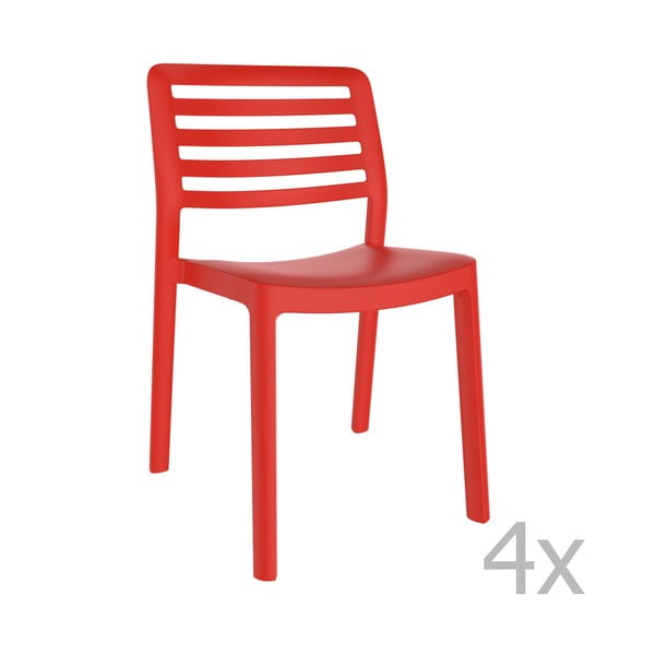 Zestaw 4 czerwonych krzeseł ogrodowych Resol Wind