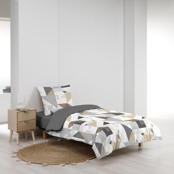 Biało-szara pościel jednoosobowa z mikrowłókna 140x200 cm Trigone – douceur d'intérieur-image-2