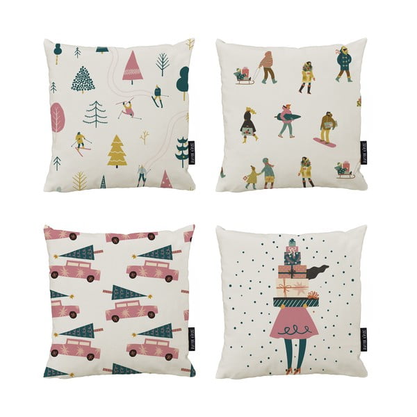 Poszewki na poduszki zestaw 4 szt. ze świątecznym motywem 45x45 cm Holiday Mood – Butter Kings