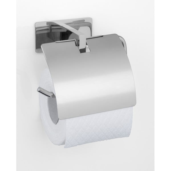 Samoprzylepny uchwyt na papier toaletowy ze stali nierdzewnej w kolorze srebra z połyskiem Genova – Wenko-image-1