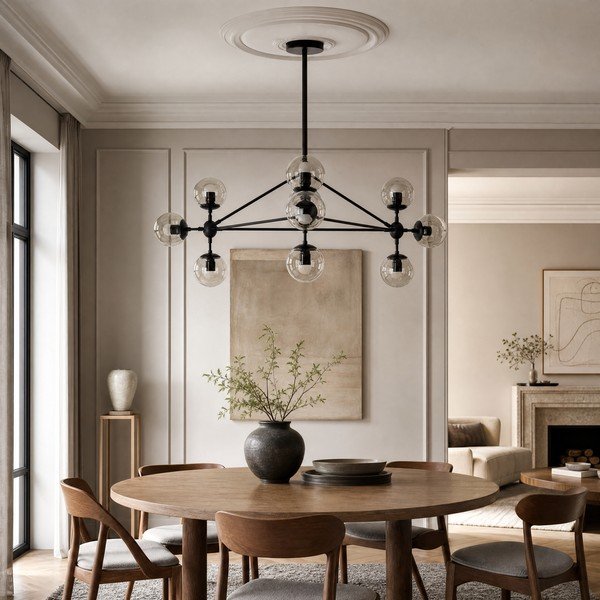 Czarna metalowa lampa wisząca ze szklanym kloszem Abira – Premier Housewares-image-2