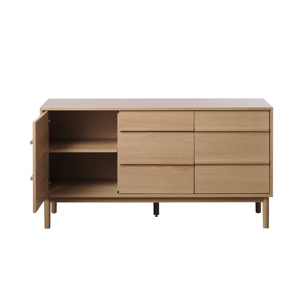 Niska komoda w dekorze dębu 75x140 cm Ponza – Unique Furniture-image-4