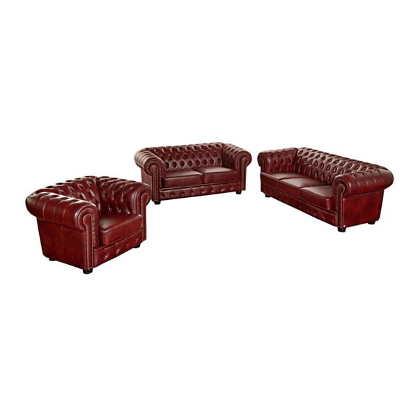 Czerwona skórzana sofa Max Winzer Norwin, 200 cm-image-2