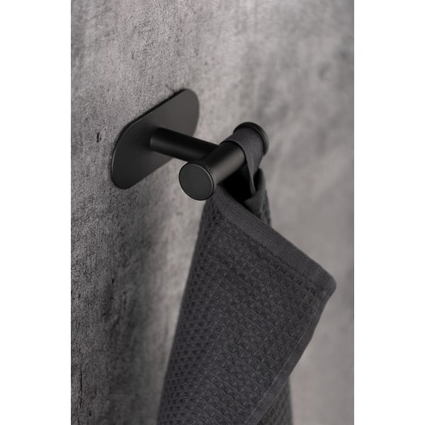 Czarny samoprzyczepny uchwyt na ręczniki Wenko Orea-image-1