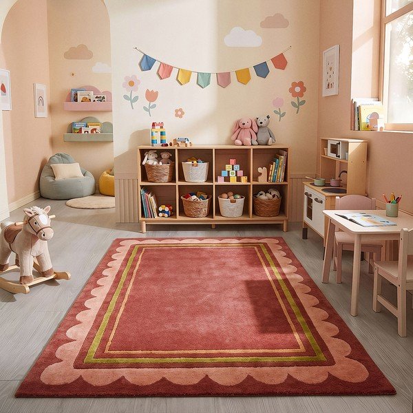 Bordowy wełniany dywan tkany ręcznie 160x230 cm Lois – Flair Rugs-image-2