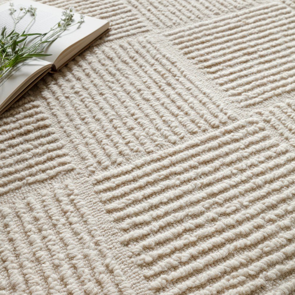 Wełniany dywan tkany ręcznie w kolorze kości słoniowej 200x290 cm Zennith Grid – Asiatic Carpets (zdjęcie 3)