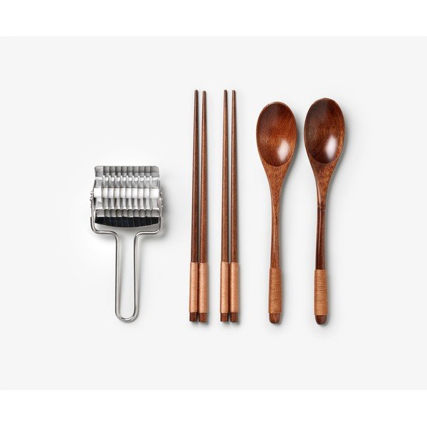 Niebieski zestaw pałeczek ze stali nierdzewnej/bambusowy dla 2 osób The Essentials - Ramen Tools – Printworks-image-3