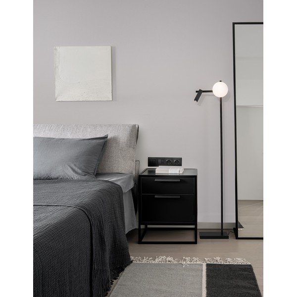 Biała/czarna metalowa lampa stojąca LED z elastyczną konstrukcją ze szklanym kloszem (wysokość 150 cm) Joline – Nova Luce-image-2