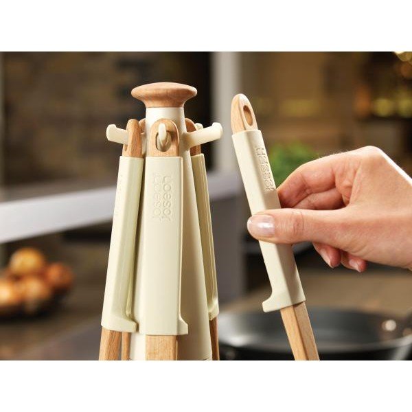 Stojak na łyżki i łopatki kuchenne, Elevate Wood Carousel, beżowy-image-4
