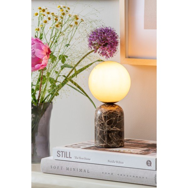 Ciemnobrązowa marmurowa lampa stołowa (wysokość 20 cm) Lazio Sphere – Leitmotiv-image-1