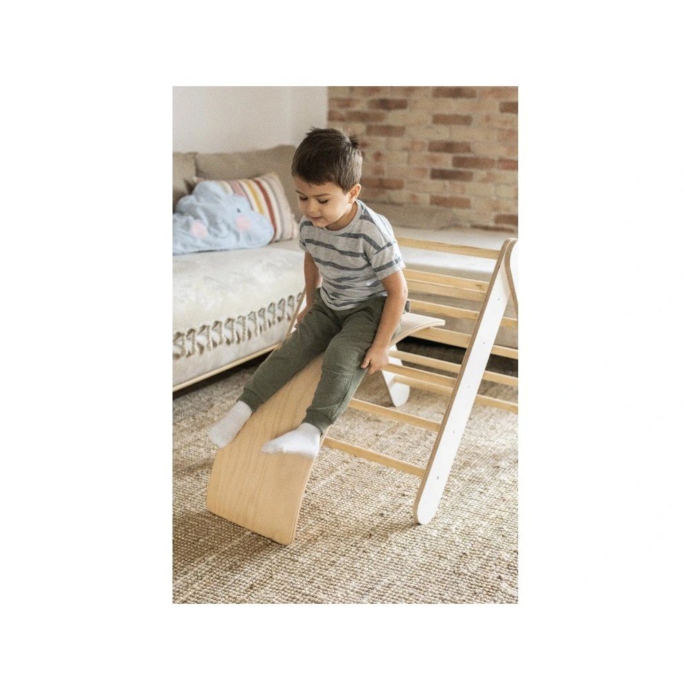 Biała drabinka pikler z litego drewna sosnowego 60x60x60 cm Montessori – Meowbaby (zdjęcie 8)