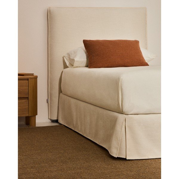 Białe tapicerowane łóżko jednoosobowe bez zagłówka 90x200 cm Jaira – Kave Home-image-1