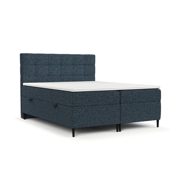 Ciemnoniebieskie łóżko boxspring ze schowkiem 180x200 cm Urbaneo – Maison de Rêve