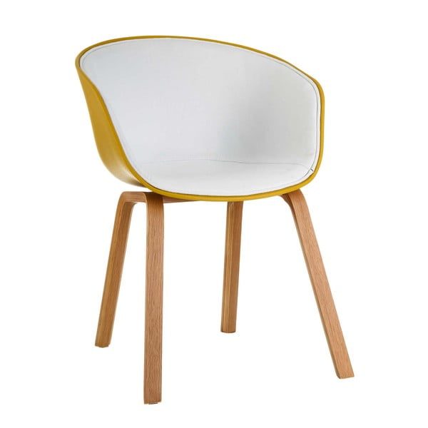 Żółte krzesło z nogami z drewna jodłowego Tropicho Modern