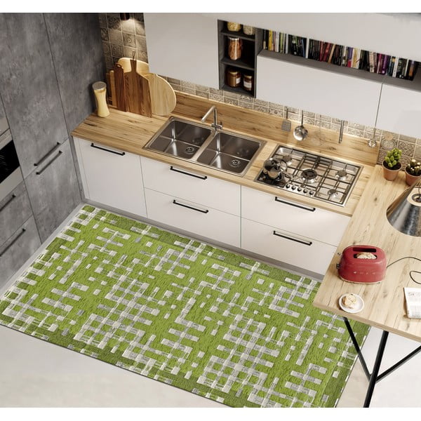 Zielony chodnik odpowiedni do prania 55x115 cm Dama Verde – Floorita-image-1