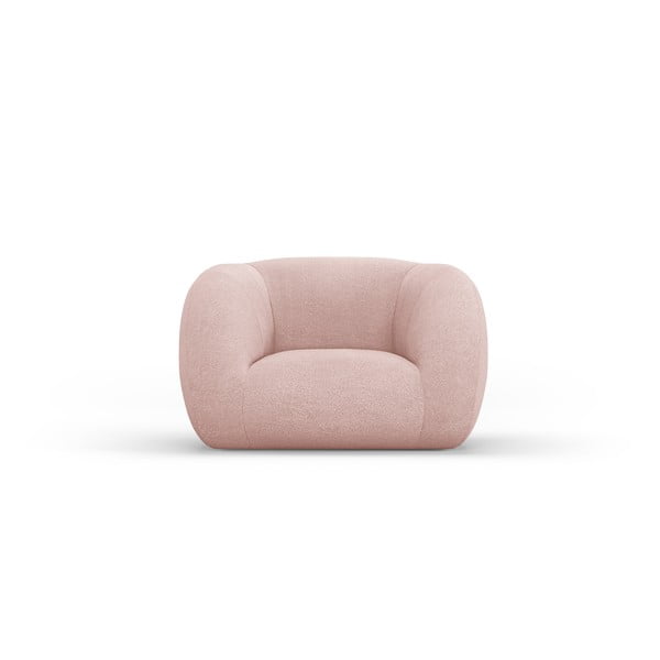 Jasnoróżowy fotel z materiału bouclé Essen – Cosmopolitan Design