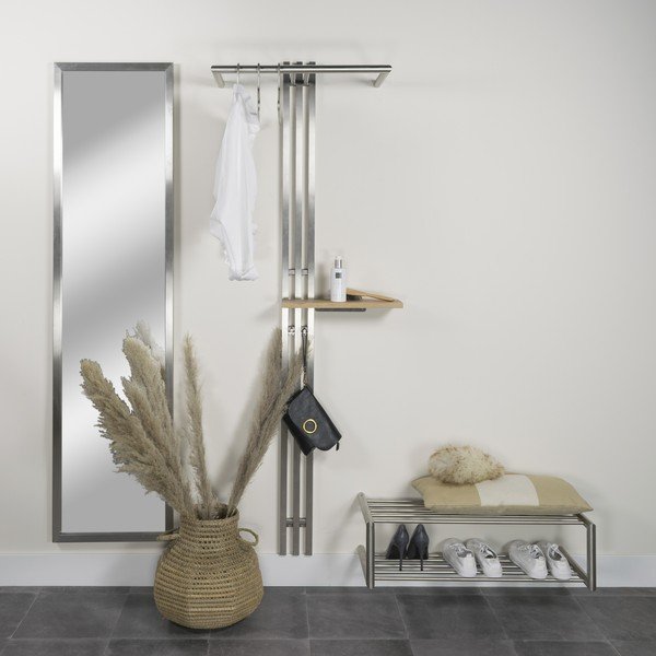 Metalowa wisząca szafka na buty w kolorze srebra 80x23x33,5 cm Soenz – Spinder Design-image-1