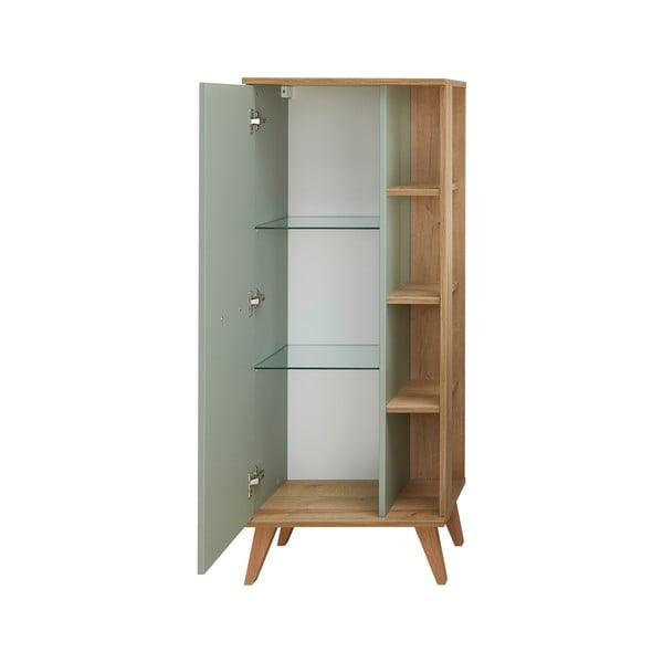 Zielona wysoka szafka łazienkowa w dekorze dębu 51x128 cm Set 963 – Pelipal-image-3