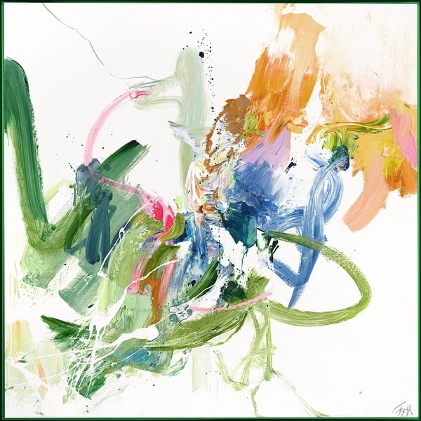 Obraz z ręcznie malowanymi elementami 102x102 cm Confidential Green – Malerifabrikken