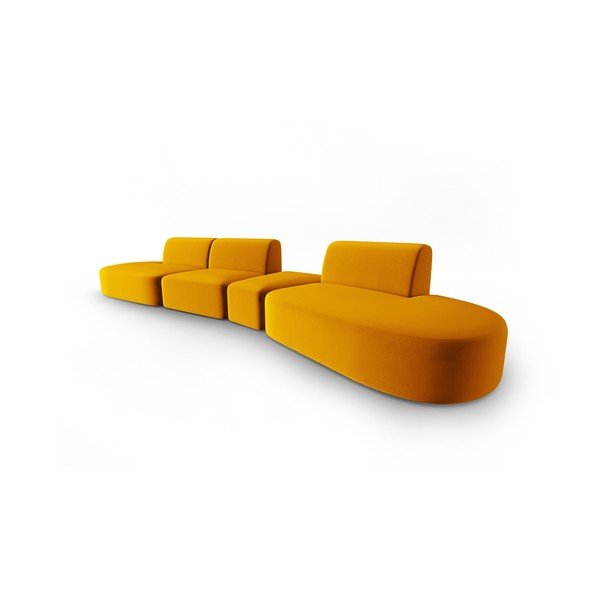 Musztardowa aksamitna sofa prawostronna 428 cm Paolo – Milo Casa-image-2