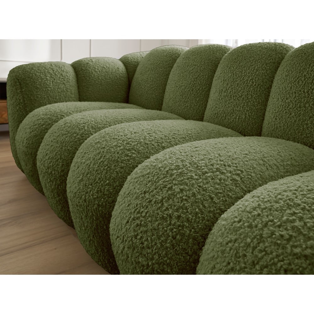 Zielona sofa z materiału bouclé 232 cm Hippolyte – Bobochic Paris (zdjęcie 3)