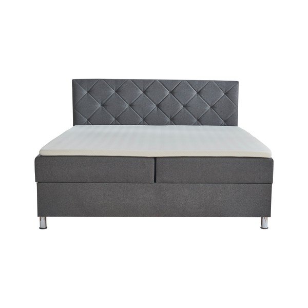 Ciemnoszare łóżko boxspring ze schowkiem 180x200 cm Leo − Meise Möbel-image-2
