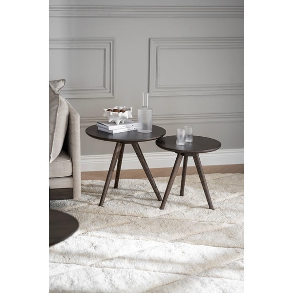 Okrągłe stoliki zestaw 2 szt. z litego drewna dębowego ø 50 cm Yumi – Rowico-image-1