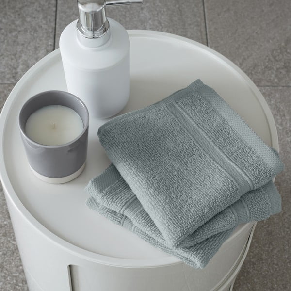 Szarozielone bawełniane ręczniki frotte zestaw 2 szt. 30x30 cm Zero Twist – Catherine Lansfield-image-1