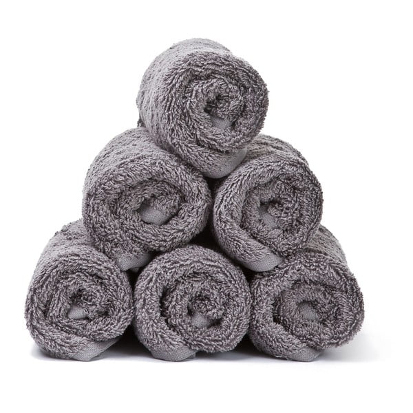 Komplet 6 szarych ręczników bawełnianych Casa Di Bassi Guest, 30x50 cm
