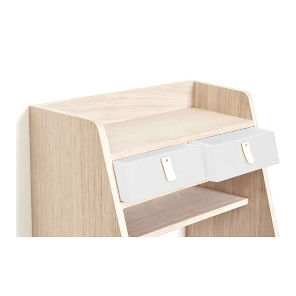 Półka z drewna dębowego z 2 białymi szufladami HARTÔ Suzon-image-4