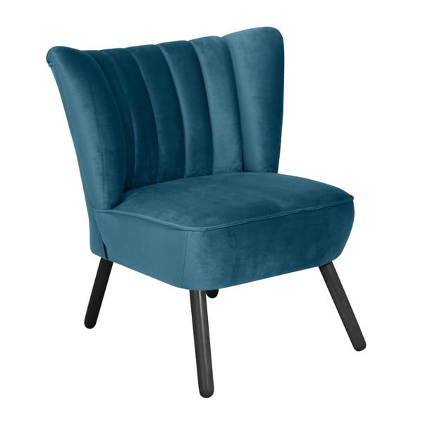 Niebieski fotel z czarnymi nogami Max Winzer Alessandro Velour