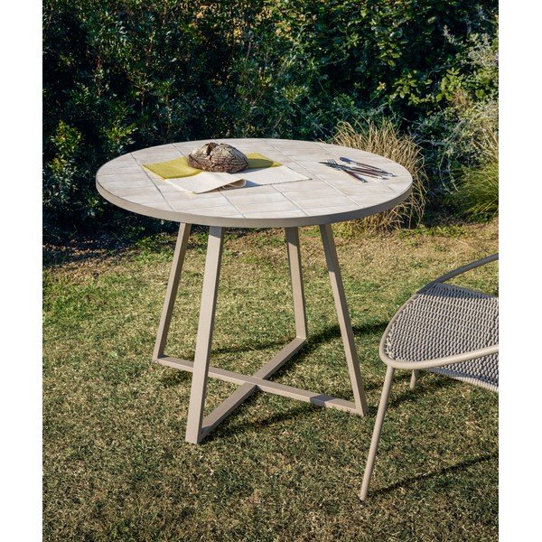 Okrągły stół ogrodowy z ceramicznym blatem ø 90 cm Tella – Kave Home-image-1